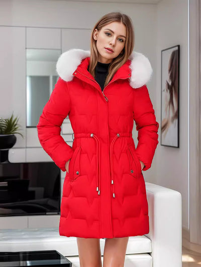 Medium and Long Slim Loose Cotton-padded Down Coat