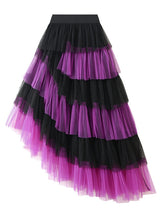 Irregular Gauze Color Matching Cake Skirt