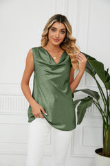 Solid Color Pile Collar Sleeveless Vest Top