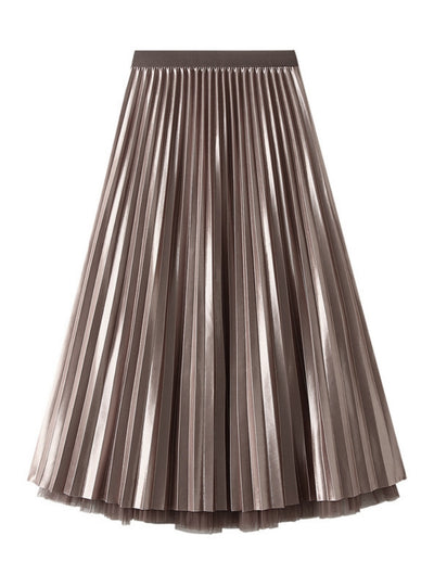 Pleated Beaded Gauze Skirt