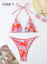 Sexy Three-point Split Printed Swimsuit