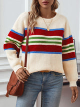 Rainbow Striped Turtleneck Sweater