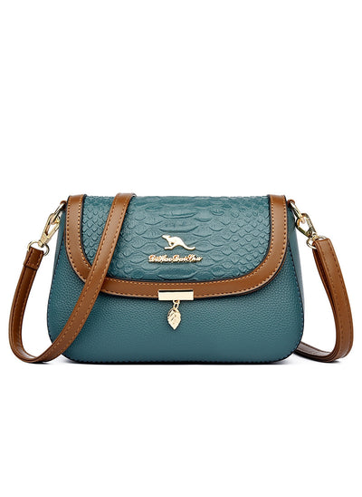 One-shoulder Crocodile Contrasting Crossbody Bag