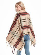 Women Plaid Fringed Scarf Shawl