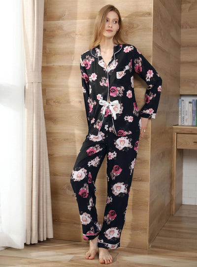 Autumn and Winter Flower Pattern Long Sleeve Suit