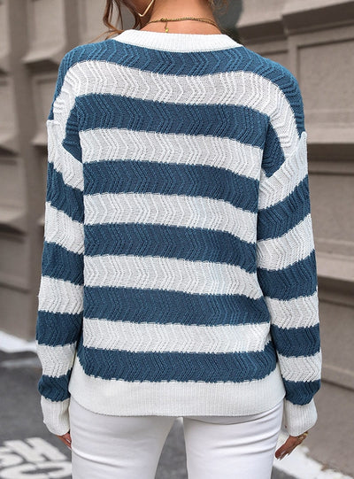 Contrast Striped Knitted Sweater