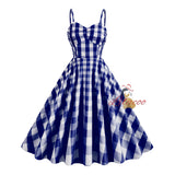 Vintage Plaid Sling Mid-length Dress