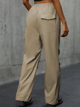 High Waist Solid Color Straight Casual Pants