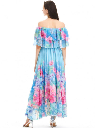 Floral Printed Seaside Silm Waist Dress