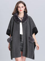 Loose Color Matching Pocket Shawl Cloak