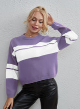 Women Color Matching Casual Sweater