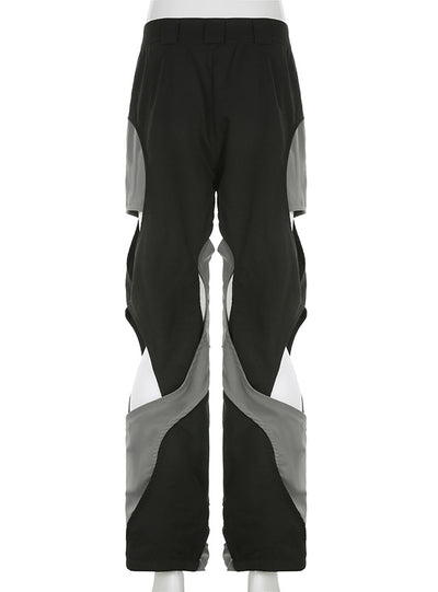 Low-waist Contrasting Spliced Hollowed Pant