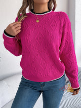 Leisure Color Matching Twist Long Sleeve Sweater