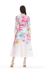 Palace Colorful Floral Printed Long-sleeved Dress