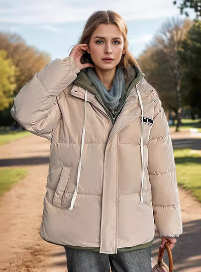 Fake Two-piece Hooded Thickened Cotton-padded Jacket