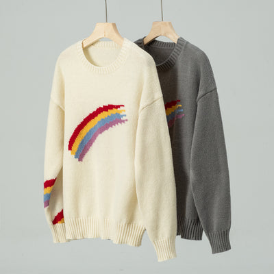 Fashion Rainbow Striped Jacquard Sweater