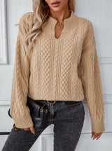 Solid Color Twisted Loose Long Sleeve Sweater