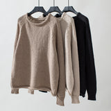 Solid Color Loose Round Neck Sweater