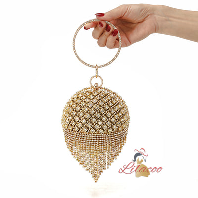 Brick-inlaid Portable Evening Bag Spherical Clutch Bag