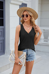 Solid Color V-neck Loose Vest T-shirt