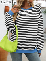 Loose Striped Round Neck Top