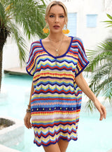 Holiday Seaside Mosaic Color Hollow Beach Cover Up