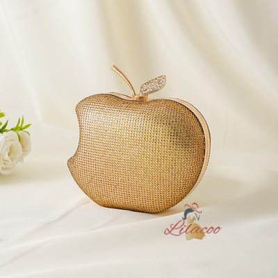 Hot Diamond Encrusted Banquet Apple Clutch Bag