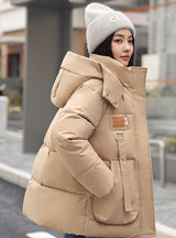 Loose Hooded Pocket Cotton-padded Jacket