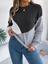 Leisure Contrast Twist Long Sleeve Sweater