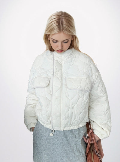 Short Diamond Lattice Loose Cotton-padded Jacket