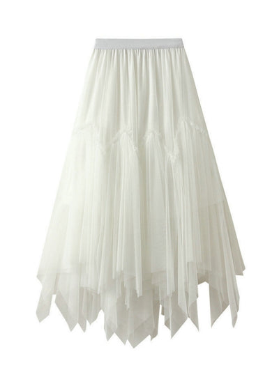 Irregular Pleated Gauze Skirt