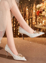 Rhinestone Beading Stiletto Heels Wedding Shoes