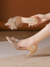 Bow Sequined High Heels Banquet Shoes