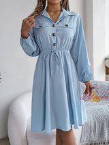 Casual Button Long Sleeve Shirt Dress