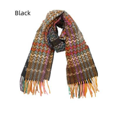 Thickened Wavy Striped National Wind Scarf Shawl