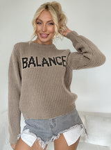 Women Letter Round Neck Sweater