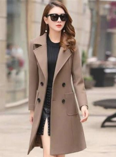 Slim Pocket Long Woolen Coat