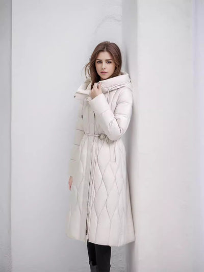 Slim-fit Long Padded Hooded Cotton Coat