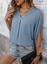 Summer Bat Sleeve V-neck Shirt