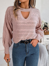 Leisure Hollow Twist Long Sleeve Sweater