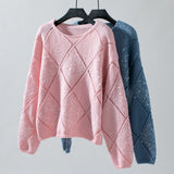 Sequined Rhombic Pullover Loose Sweater