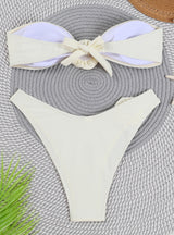 Solid Color Strapless Flower Bikini