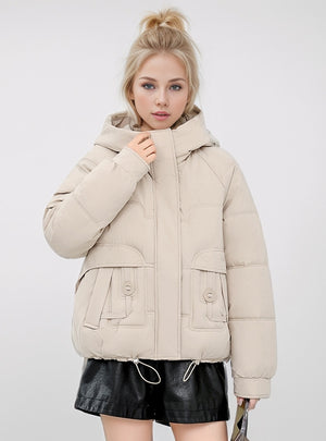 Hooded Short Thick Cotton-padded Jacket