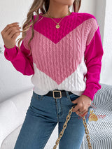 Leisure Color Matching Pullover Sweater