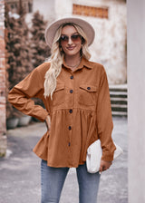 Casual Doll Corduroy Button Shirt