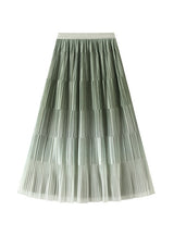 Gradient Pleated Slim Mid-length Skirt