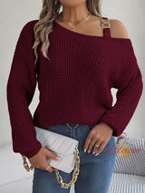 Casual Metal Button Splicing Pullover Sweater