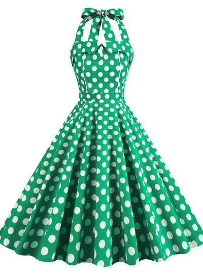 Retro Polka-dot Halter Halter Dress