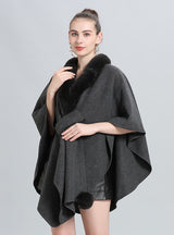 Wool Collar Wool Ball Knitted Cloak Shawl