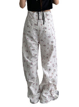 Small Floral Low Waist Drawstring Casual Pants